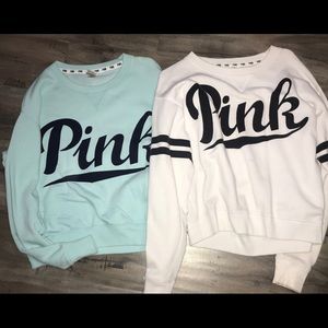PINK Crew Neck White and Blue